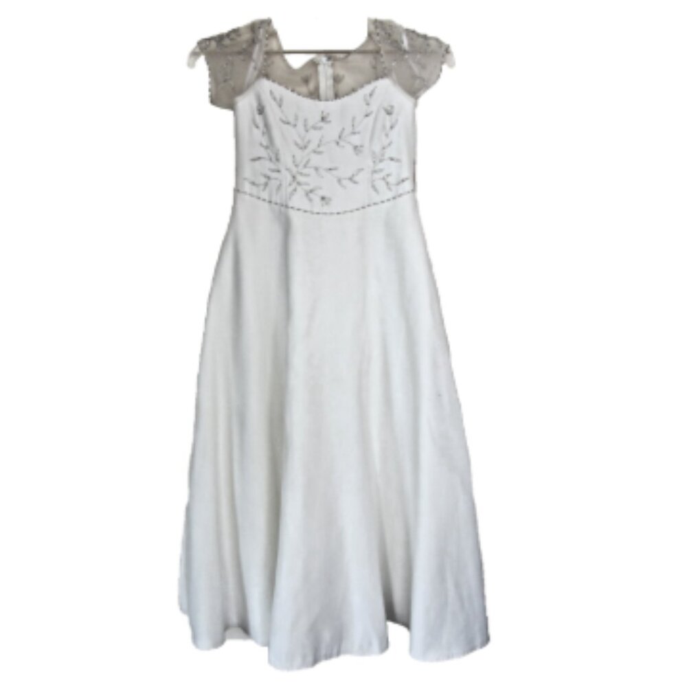 DEMETRIOS Youth Size 6 White Satin Gown NWT